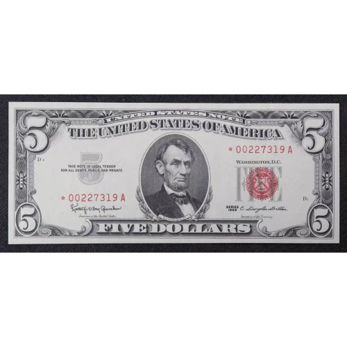 $5 1963 red seal. Small Legal Tender Notes 1536*