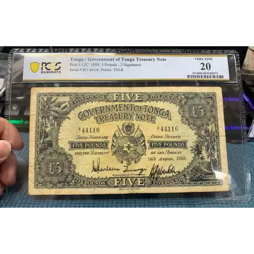 5 Pounds 1942-1966, 1939-1942 Issue c. 30.11.1959; 2.11.1965 Tonga 12 (2)