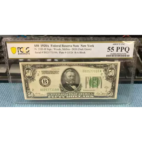 $50 1928-A.  Small Size $50 Federal Reserve Notes 2101-B