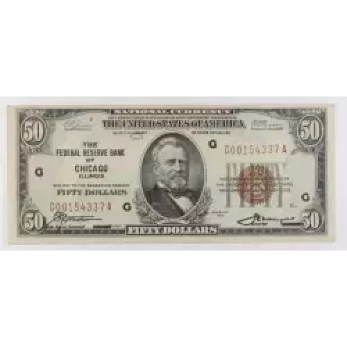 $50 1929 brown seal Small Federal Reserve Bank Notes 1880-G