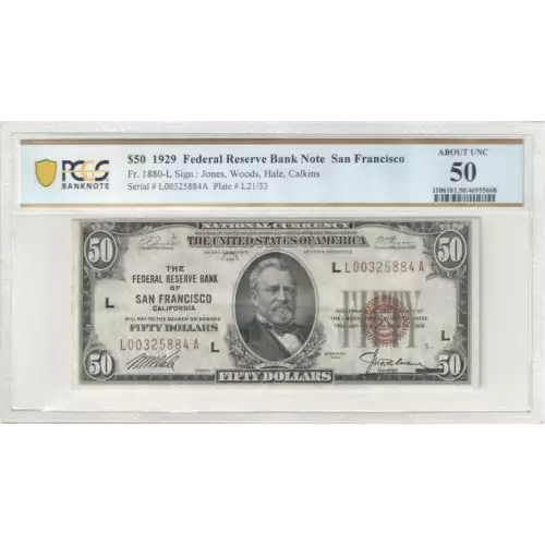 $50 1929 brown seal Small Federal Reserve Bank Notes 1880-L (2)