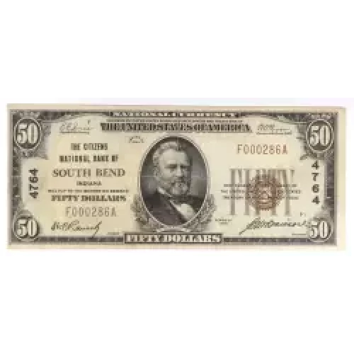 $50 1929 small brown seal. Small National Bank Notes 1803-1