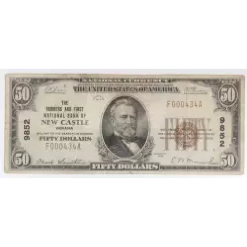 $50 1929 small brown seal. Small National Bank Notes 1803-1