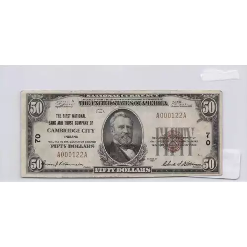 $50 1929 small brown seal. Small National Bank Notes 1803-1 (2)