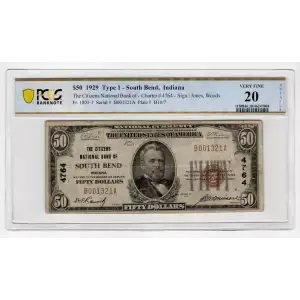 $50 1929 small brown seal. Small National Bank Notes 1803-1