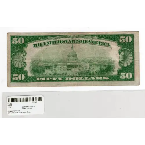$50 1929 small brown seal. Small National Bank Notes 1803-1 (2)