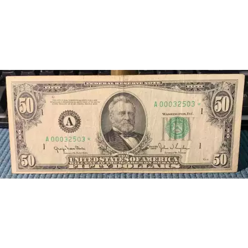 $50 1950 blue-Green seal. Small Size $50 Federal Reserve Notes 2107-A*