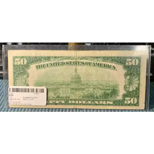 $50 1950 blue-Green seal. Small Size $50 Federal Reserve Notes 2107-A* (2)