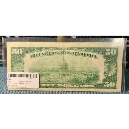 $50 1950 blue-Green seal. Small Size $50 Federal Reserve Notes 2107-A* (2)
