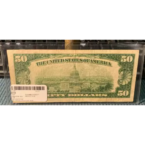 $50 1950 blue-Green seal. Small Size $50 Federal Reserve Notes 2107-B*