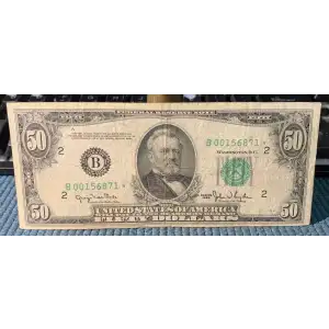 $50 1950 blue-Green seal. Small Size $50 Federal Reserve Notes 2107-B* (2)