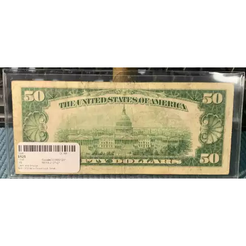 $50 1950 blue-Green seal. Small Size $50 Federal Reserve Notes 2107-C*