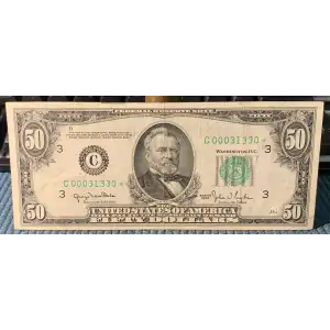 $50 1950 blue-Green seal. Small Size $50 Federal Reserve Notes 2107-C*