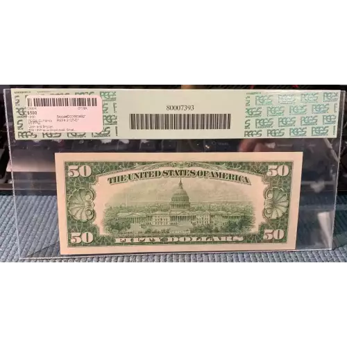 $50 1950 blue-Green seal. Small Size $50 Federal Reserve Notes 2107-D* (2)