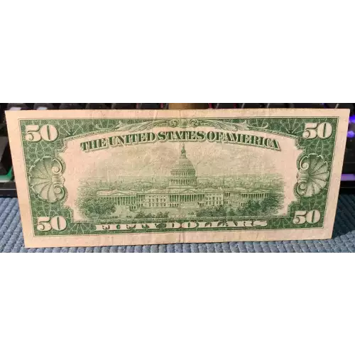 $50 1950 blue-Green seal. Small Size $50 Federal Reserve Notes 2107-D* (2)