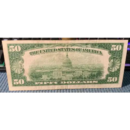 $50 1950 blue-Green seal. Small Size $50 Federal Reserve Notes 2107-D* (2)