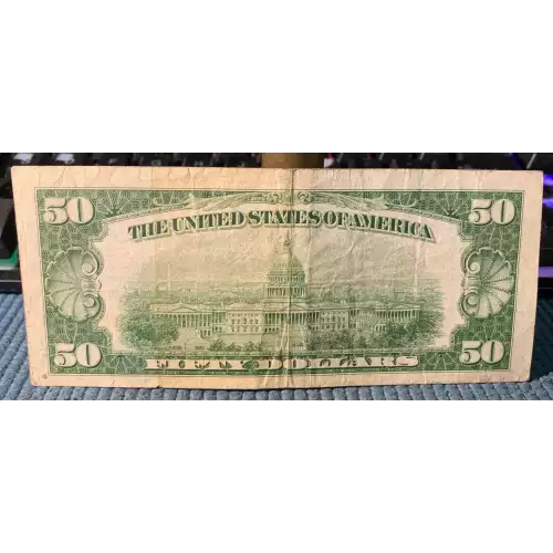 $50 1950 blue-Green seal. Small Size $50 Federal Reserve Notes 2107-E* (3)
