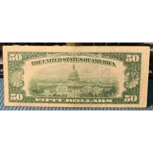 $50 1950 blue-Green seal. Small Size $50 Federal Reserve Notes 2107-L