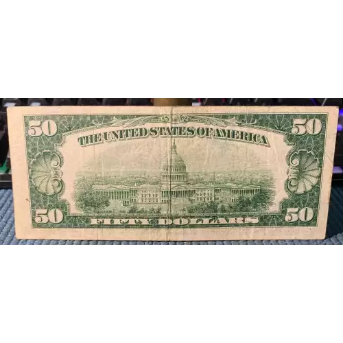$50 1950 blue-Green seal. Small Size $50 Federal Reserve Notes 2107-L* (2)