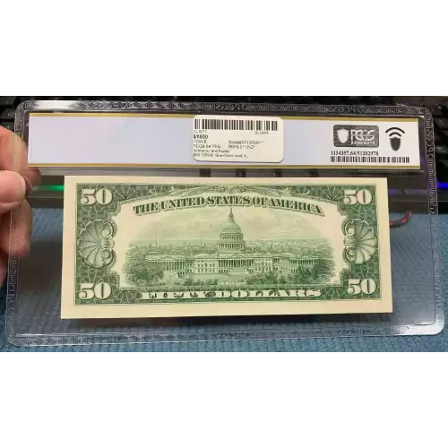 $50 1950-E. blue-Green seal. Small Size $50 Federal Reserve Notes 2112-G*