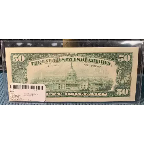 $50 1988 blue-Green seal. Small Size $50 Federal Reserve Notes 2123-E (3)