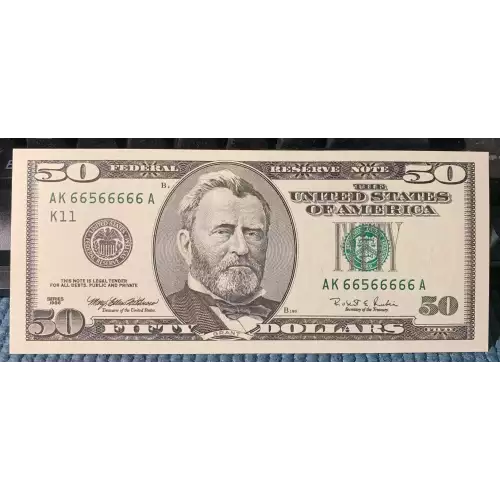 $50 1996 blue-Green seal. Small Size $50 Federal Reserve Notes 2126-K (2)