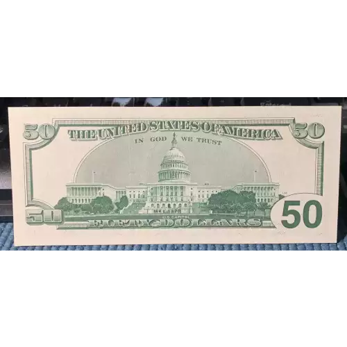 $50 1996 blue-Green seal. Small Size $50 Federal Reserve Notes 2126-K