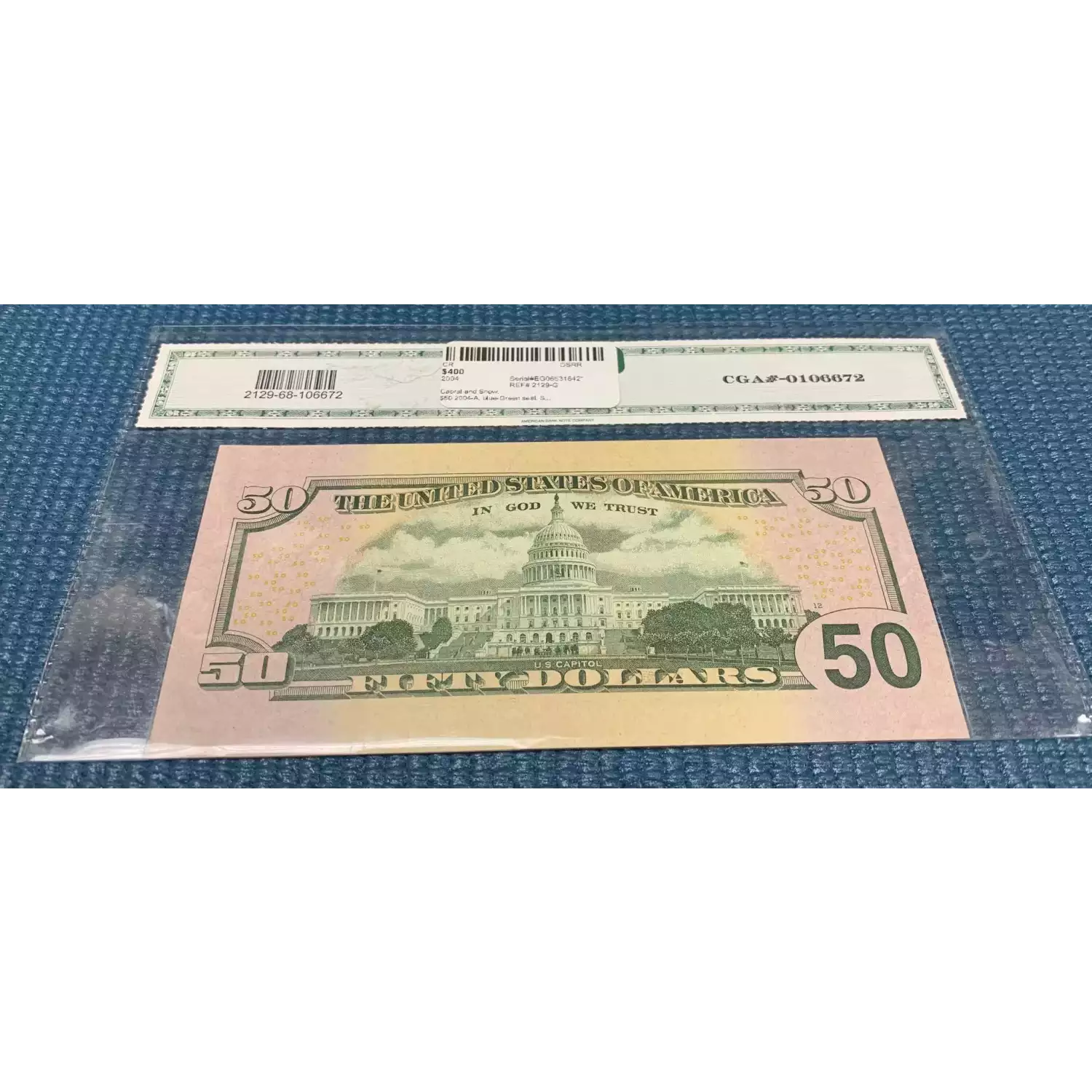 $50 2004-A. blue-Green seal. Small Size $50 Federal Reserve Notes 2129-G