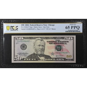 $50 2004 blue-Green seal. Small Size $50 Federal Reserve Notes 2128-G* (2)