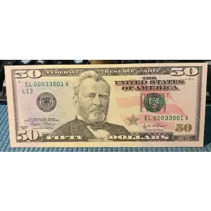 $50 2004 blue-Green seal. Small Size $50 Federal Reserve Notes 2128-L (3)