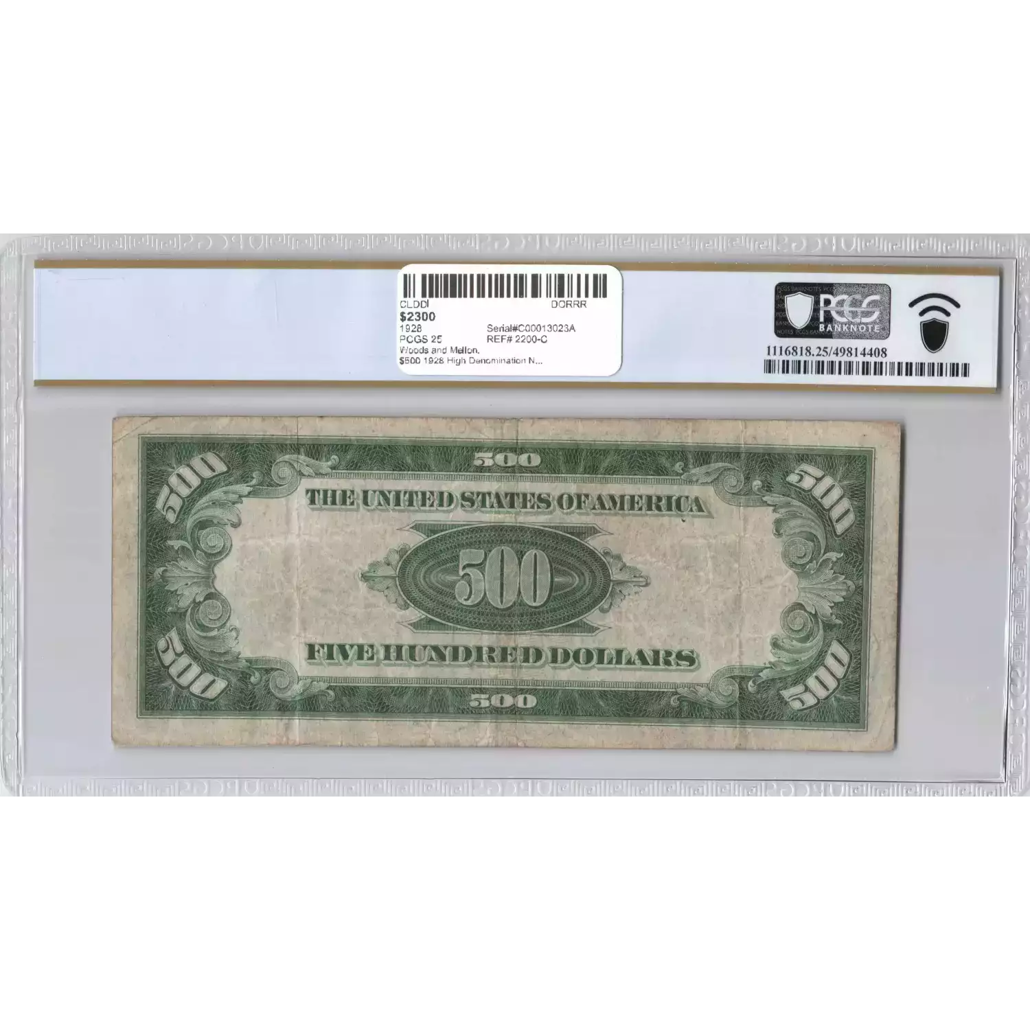 PCGS Very Fine 25 Series 1928 $500 Philadelphia Federal Reserve Note ...