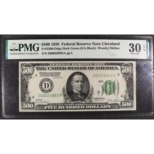 $500 1928  High Denomination Notes 2200-D