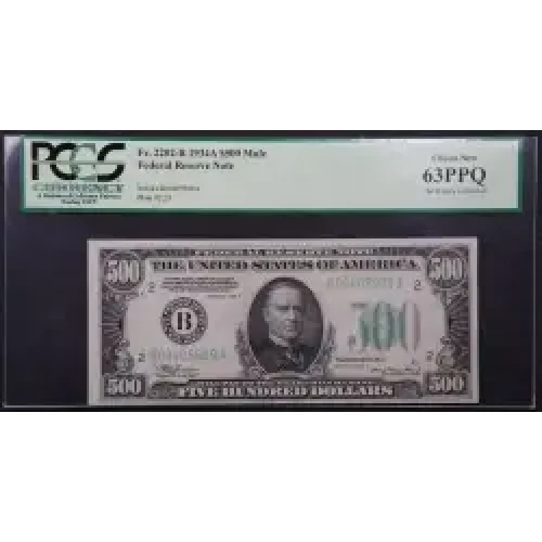$500 1934-A.  High Denomination Notes 2202-B