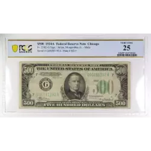 $500 1934-A.  High Denomination Notes 2202-G
