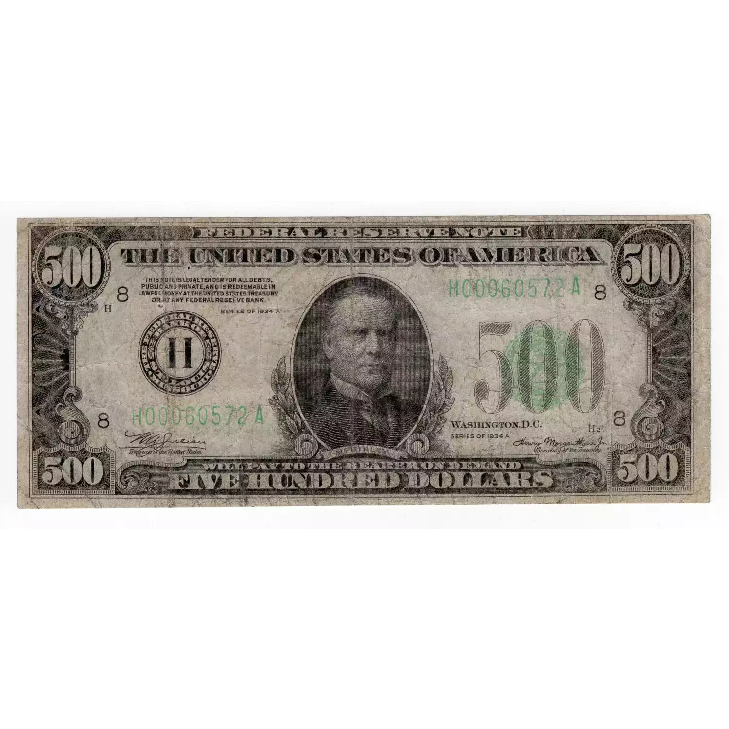 $500 1934-A.  High Denomination Notes 2202-H