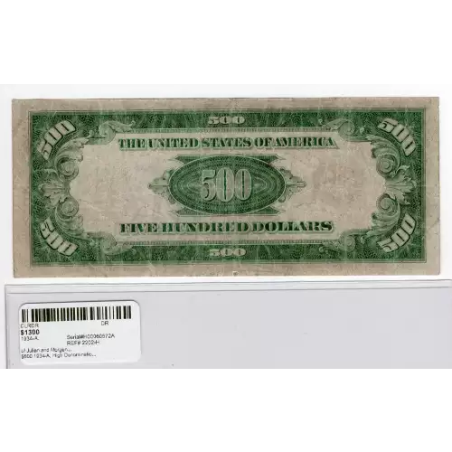 $500 1934-A.  High Denomination Notes 2202-H (2)