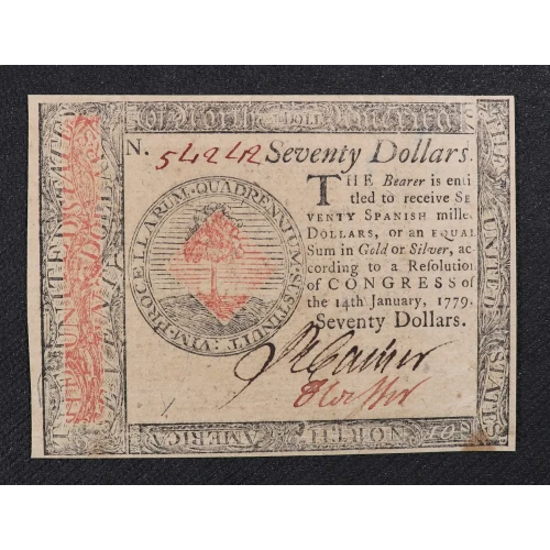 $70 January 14, 1779  CONTINENTAL CURRENCY CC-101 (3)