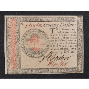 $70 January 14, 1779  CONTINENTAL CURRENCY CC-101 (3)