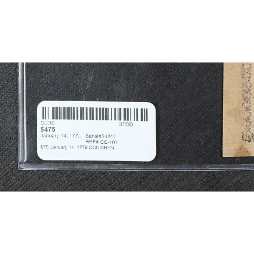 $70 January 14, 1779  CONTINENTAL CURRENCY CC-101