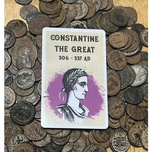 Constantine The Great 306 -336 AD Ancient Roman Bronze Coin On Collectible Card
