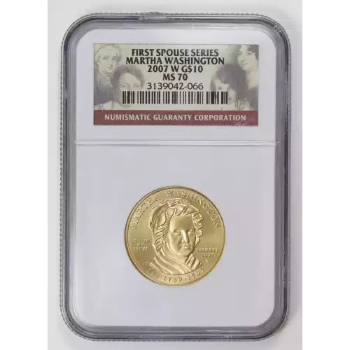 Gold Bullion-First Spouse Gold Bullion Coins--$10 Martha Washington 2007 -Gold- 10 Dollar