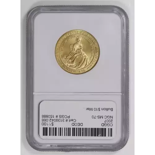 Gold Bullion-First Spouse Gold Bullion Coins--$10 Martha Washington 2007 -Gold- 10 Dollar (2)