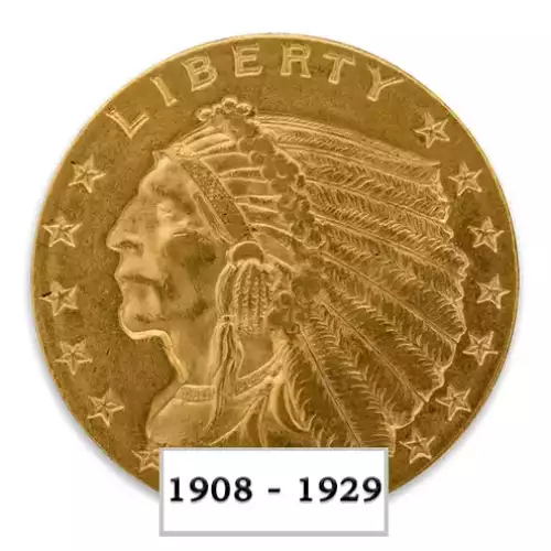 Indian $2.5 (1908 - 1929) - MS+