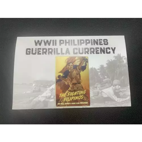 Philippines WWII Guerrilla Currency 1941 2 Pesos in Folder