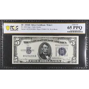 $5 1934-D blue seal. Small Silver Certificates 1654