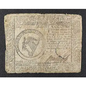 $8 May 9, 1776  CONTINENTAL CURRENCY CC-38