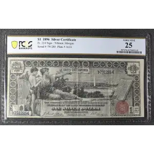 $1 1896 Small Red with rays Silver Certificates 224 (2)
