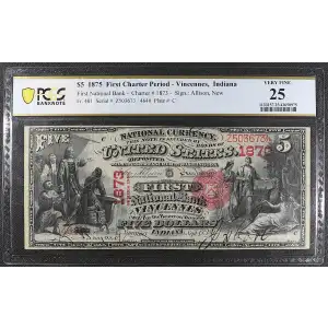 $5 1875 Red with scallops First Charter Period 401