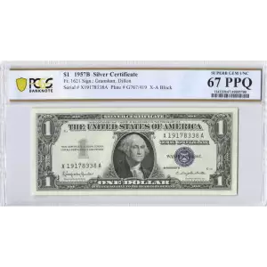 $1 1957-B blue seal. Small Silver Certificates 1621