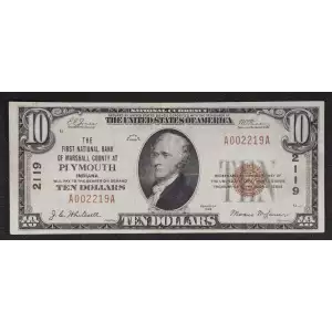 $10 1929 small brown seal. Small National Bank Notes 1801-1